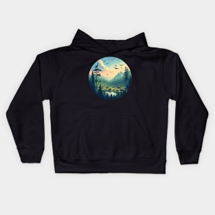 Low Poly Forest at Sunset Kids Hoodie